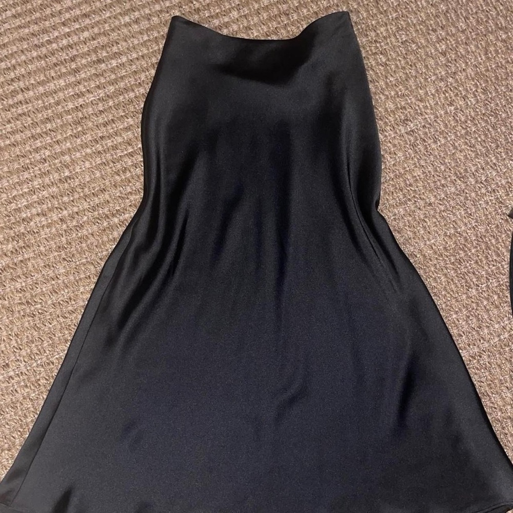 Zara Black Satin midi skirt